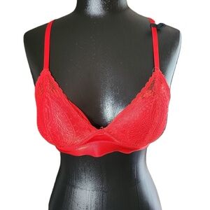 Aerie Red Lace Push Up Bralette Bra Size 32 C NWT